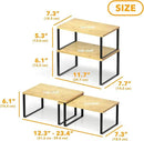 SpaceAid Cabinet Shelf Organizers 2 Pack, Kitchen Counter Rack Shelves Riser, Stackable Expandable Spice Rack, Pantry Cupboard Storage Organization (Black and Natural, Short) by CozyNest Decor