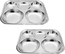 Korean Stainless Steel Divided Plates, Food Grade 304 Tray Large Size for Adults, Teens, Picky Eaters, Campers, BPA Free, Diet Portion Control, Serving Platter, Dinner Snack, Set of 2 by TinyTreasures Baby Boutique