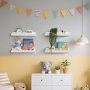 Scalloped Baby Book Shelf,Floating Shelves for Wall Set of 4 Solid Pine Wood Nursery Bookshelves with Wave Lip for Bedroom Kids, Toddler Room, Baby Room, Nursery Decor(White,40cm) by TinyTreasures Baby Boutique