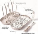 MOTHER-K Travel Baby Bottle Drying Rack Set - Baby Bottle Cleaner Kit with Cleanser and Mini Silicone Bottle Brush, Portable Bottle Drying Rack for Home and Travel (Cream Mocha) by TinyTreasures Baby Boutique