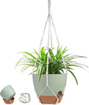 41.5 Inch Macrame Plant Hanger Indoor Outdoor with 12 Inch Flower Pot, Hanging Planter for Plants Holder with Wood Beads for Boho Home Decor (Ivory+Green) by GreenHaven Gardens