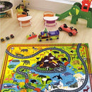 KC Cubs 3x5 Animal Safari Toy Car Road Rug – Educational Play Mat Carpet for Kids, Toddlers, Nursery, Classroom, Playroom, Baby Daycare, Boys & Girls by TinyTreasures Baby Boutique