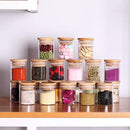 Spice Jar Set,2.5oz 20 Piece Glass Jar with Bamboo Airtight Lids and Labels, Mini Clear Food Storage Containers for pantry, kitchen canisters for Tea, Herbs, Sugar, Salt, Coffee by CozyNest Decor