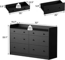 Cozy Castle Baby Dresser with 6 Drawers and Large Table Top, Multi-Functional Chest of Drawer, Drawer Dresser with Three-Sided High Rails for Nursery, Children's Room, Bedroom, Black by TinyTreasures Baby Boutique