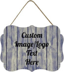 Personalized Wooden Welcome Sign Front Door Decor Home Sign Customized Image/Text Hanging Farmhouse Decorations for Home Office 11.2 * 8 Inch by CozyNest Decor