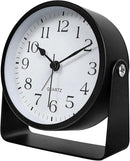 Small Desk Analog Alarm Clock Battery Powered Mini Metal Nightstand Shelf Clock with Light Side Table Decor Mid Century Cute Alarm Clock for Heavy Sleepers Bedrooms Desktop Living Room Bathroom by CozyNest Decor