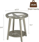 COSIEST 2-Tier End Table with Tempered Glass Top, Round MDF Side Table with Storage Shelf, Modern Wood Accent Table for Bedroom Living Room Home Office, Antique Silver by CozyNest Decor