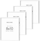 HAUS AND HUES Picture Frame Set of 4, White Picture Frames White Frames Picture Frames for Wall (White Aluminum Frames), 8x10 in by CozyNest Decor
