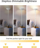 BoostArea Torchiere Floor Lamp, 30W Super Bright LED Standing Lamp, 3000K Stepless Dimmable Pole Lamp with Rotary Switch, 70 Inch Tall Metal Modern White Floor lamp for Living Room/Bedroom/Office/Den by CozyNest Decor