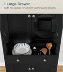 usikey 72” Kitchen Pantry Cabinet, Tall Storage Cabinet with 4 Doors and 1 Drawer, Freestanding Cupboard with 6 Hanging Shelves and Adjustable Shelves for Kitchen, Dining Room,Living Room, Black by CozyNest Decor