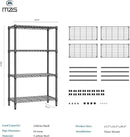 1000 lbs 4 Tier Shelf Metal Storage Shelves Shelving Wire Rack Heavy Duty Closet Organizers for Garage Kitchen Bathroom Laundry Black 15.7" D x 33.5" W x 59.5" H by CozyNest Decor