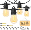 Outdoor String Lights Waterproof 150FT Patio Lights with Shatterproof 2700K Plastic Bulbs String Lights for Outside Bistro Gazebo Pergola Café Market Lights, 3-Pack by CozyNest Decor