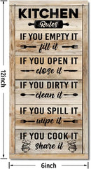 Hanging Kitchen Rules Wood Decor Sign, Rustic Kitchen Wooden Signs, Printed Wood Wall Art Sign, Kitchen Door Rules Rustic Sign, Hanging Wood Sign Kitchen Decor, Funny Farmhouse Kitchen Wall Décor E1 by CozyNest Decor