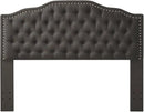 24KF Upholstered Button Tufted Queen Headboard with Nailhead Trim, Elegant Boucle Fabric Full headboard, 6031-Q-Boucle-Dark Gray by CozyNest Decor
