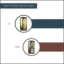 RIVER OF GOODS Art Deco Stained Glass Outdoor Light Fixture - 16.25" H - Decorative Porch Light - Green by CozyNest Decor