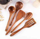 Wooden Spoons for Cooking, Cooking Utensils Set of 6 Natural Teak Wooden Cooking Spatulas with Utensils Holder Comfort Grip Wooden Kitchen Utensils for Nonstick Cookware by CozyNest Decor