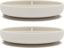 Lalo Suction Plates - 2 Pack, 100% Silicone Non-Toxic BPA-Free Baby Plates with Suction Base To Prevent Accidental Tip-Overs - Suction Plates for Toddlers With Three Divided Sections - Oatmeal by TinyTreasures Baby Boutique