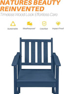 Patio Dining Chair Set of 2, HDPE Outdoor Dining Chair, Ergonomic HDPE Dining Chairs with Deep Seating, All Weather Outdoor Chairs Furniture for Backyard, Deck, Garden, Poolside, Navy by CozyNest Decor