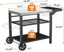 Grill Cart, Outdoor Grill Table, Pizza Oven Stand, Three-Shelf BBQ Table, Movable Dining Cart with Drawer, Fits for Ninja Woodfire Grill, Blackstone Griddle,Tabletop Grill by CozyNest Decor