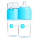 PopYum 9 oz Blue Anti-Colic Formula Making/Mixing/Dispenser Baby Bottles, 2-Pack with