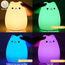 ZKLiLi cat Night Light, Cute Nursery Lights USB Rechargeable Cat Lamp Nightlight Birthday Christmas Gift with Warm White and 7-Color Breathing Modes for Kids Baby Children (USB Charging) by TinyTreasures Baby Boutique