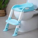 Potty Training Toilet Chair Seat with Step Stool Ladder for Kids and Toddler Boys Girls - Foldable Height Adjustable Children Toilet Training Seat with Safe Handles & Anti-Slip Pads, Blue-White by TinyTreasures Baby Boutique