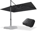 PURPLE LEAF 10' X 13' Square Cantilever Umbrella Patio Umbrella with Base Outdoor Umbrella Aluminum Offset with 360-degree Rotation for Garden Deck Pool Patio Black by GreenHaven Gardens