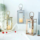 TRIROCKS Stainless Steel Decorative Lantern 12'' High Metal Candle Holder with Clear Glass Panels Perfect for Home Decor Living Room Parties Events Tabletop Indoors Outdoors (Rose Gold) by CozyNest Decor