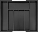 Utoplike Bamboo Silverware Drawer Organizer, Expandable Kitchen Utensils Drawer Organiser, Cutlery Tray Dividers, Flatware Caddy Drawer Insert, Office Supplies, Black 5-7 Slot by CozyNest Decor