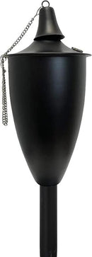 Set of 4, Elegant Premium Metal Torch, 53" Tall- Tiki Style/w Snuffer, Fiberglass Wick & Large 20oz Oil Lamp, Patio Decorations Outdoor (Large Smooth Black) by GreenHaven Gardens