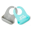 Bella Tunno Baby Bib for Eating, Set of 2 Waterproof Silicone Bibs with Large Food Catcher, Adjustable Fit for Babies 4-12 months & Toddlers 1-3 Years, Boys & Girls, Got Snacks & My Belly by TinyTreasures Baby Boutique