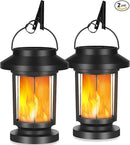 Derynome Solar Lantern Outdoor Lights, 2 Pack Upgraded Flickering Flameless Solar Lights Outdoor Waterproof, Hanging Decorative Lanterns for Yard Patio Path Garden Decor (2) by CozyNest Decor