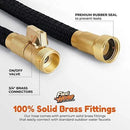 Flexi Hose Lightweight Expandable Garden Hose, No-Kink Flexibility, 3/4 Inch Solid Brass Fittings and Double Latex Core (150 FT, Black) by GreenHaven Gardens