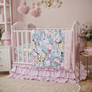 Brandream Crib Bedding Sets for Girls Garden Floral Nursery Set 3-Piece | Ruffled Baby Comforter, Crib Sheet and Tulle Lace Crib Bed Skirt, Green White by TinyTreasures Baby Boutique