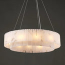 Alabaster Round Chandelier, D31in Modern Dining Room Chandeliers, Marble Pendant Lights Kitchen Island, Drum Chandelier for Dining Room Light Fixture, Living Room, Bedroom Lights, Foyer, Kitchen by CozyNest Decor