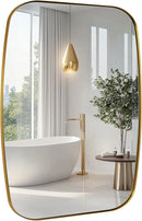 ANDY STAR 30x36” Gold Bathroom Mirror, Oblong Brass Mirror with Stainless Steel Metal Frame, Brushed Gold Oval Vanity Mirror for Over Sink, Modern Anti Rust Wall Mounted by CozyNest Decor
