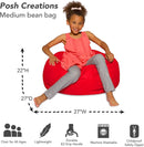 Posh Creations Bean Bag Chair for Kids, Teens, and Adults Includes Removable and Machine Washable Cover, Solid Red, 27in - Medium by TinyTreasures Baby Boutique