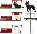 BAYN Solar French Bulldog Silhouette Dog Breed Welcome Sign with a Lantern Outdoor Decorative Garden Stakes for Yard, Lawn, Patio, Pathway by CozyNest Decor