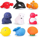 XY-WQ Bath Toys No Hole, for Infants 6-12& Toddlers 1-3, No Hole Bathtub Toys (Sea Animals, 9 Pcs with Mesh Bag) by TinyTreasures Baby Boutique
