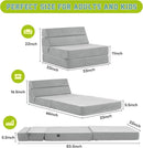 jela Foldable Sofa Bed Soft Foam Convertible Sleeper Chair Luxury Miss Fabric Fold Out Chair Bed Floor Couch with Back Support Floor Sofa for Living Room Bedroom (83"x33",Light Grey)