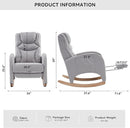 Rocking Chair Nursery, Modern Glider Chair with Adjustable Footrest and Solid Wood Legs, High Backrest Nursery Chair with Side Pocket, Rocker Armchair for Living Room Bedroom, Cotton Linen Light Gray by TinyTreasures Baby Boutique
