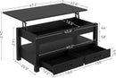 Rolanstar Coffee Table, 47.2" Lift Top Coffee Table with Drawers and Hidden Compartment, Retro Central Table with Wooden Lift Tabletop, for Living Room,Black by CozyNest Decor