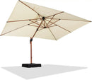 PURPLE LEAF 10' X 13' Double Top Deluxe Wood Pattern Rectangle Patio Umbrella Offset Hanging Umbrella Outdoor Market Umbrella Garden Umbrella, Cream by GreenHaven Gardens