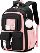 Kids Backpack for Girls School Bags for Middle School Students Book Bag for Elementary Primary Kawaii Ita Backpack, Black and Pink by TinyTreasures Baby Boutique