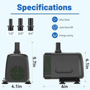Submersible Pump 880GPH with AUTO-Shut-Off 10ft High Lift for Fountains, Hydroponics, Ponds, Aquariums & More by GreenHaven Gardens