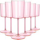 Ciaell 12 Pack Pink Plastic Wine Glasses - 10 Oz Disposable Wine Glasses with Stem for Parties & Weddings & Poolside & Outdoors & Camping by CozyNest Decor