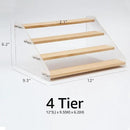 nianfeng Tiered Spice Rack, 4-Tier Spice Pantry Kitchen Cabinet Organizer, 12-Inch, Natural Wood Acrylic Stair Riser Stand, Countertop Seasoning Shelf by CozyNest Decor