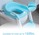 Potty Training Toilet Chair Seat with Step Stool Ladder for Kids and Toddler Boys Girls - Foldable Height Adjustable Children Toilet Training Seat with Safe Handles & Anti-Slip Pads, Blue-White by TinyTreasures Baby Boutique