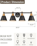 FEMILA Bathroom Vanity Light, 4-Lights Bathroom Light Fixtures Over Mirror, Modern Wall Mounted Lamp, Hammered Metal Shade, 4FG59B-4W BK by CozyNest Decor