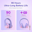 EarFun K4 Kids Bluetooth Headphones, Wireless Headphones with LED Lights, 74/85/94dBA Volume Limited, Built-in Mic, 90H Playtime, Bluetooth 5.4 Over Ear Headphone for iPad/Tablet/School, Violet by TinyTreasures Baby Boutique